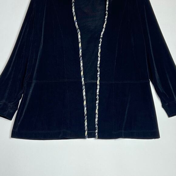 Chicos Travelers Long Sleeve Open Front Hoodie Cardigan Black Womens 1 Medium - Picture 5 of 12